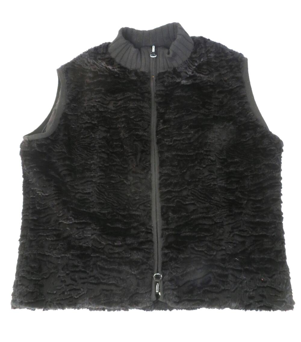 BEBE Black Wool Front Zip Cropped Vest Women Sz M